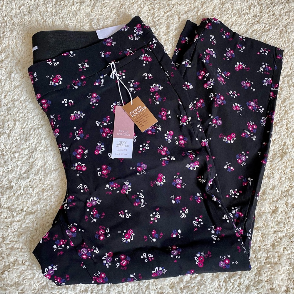 NWT. Lane Bryant. Allie Pant Collection. Size 20. Black Floral print